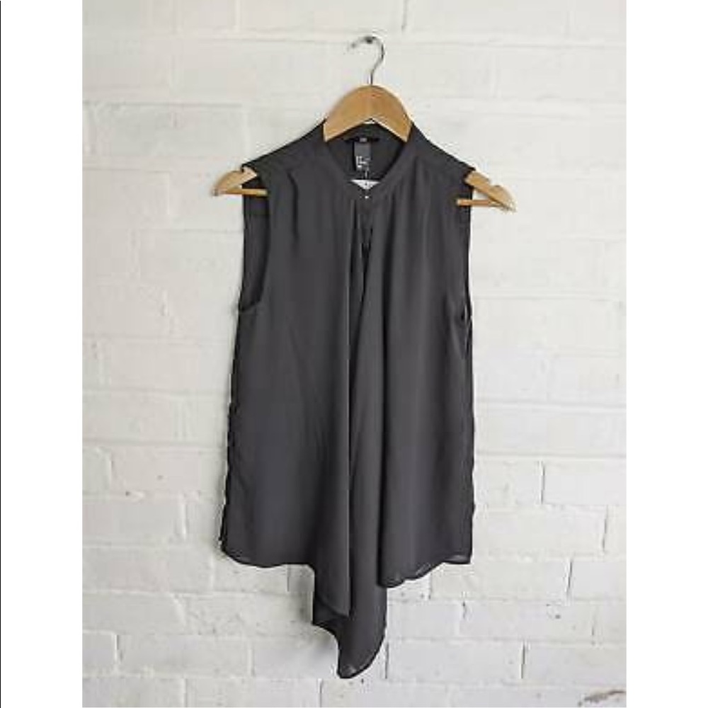 H&M Chiffon Ruffle Front Sleeveless Blouse